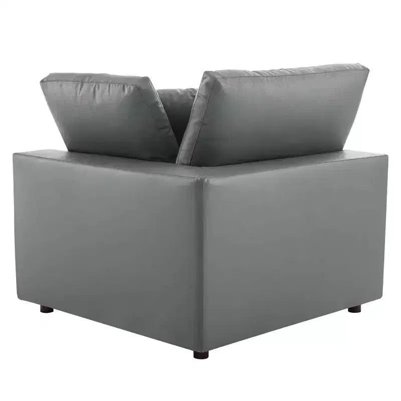 Commix Down Filled Overstuffed Vegan Leather 4 Seater Sofa Gray - Modway: Solid Wood Frame, Foam Padded
