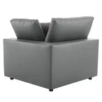 Commix Down Filled Overstuffed Vegan Leather 4 Seater Sofa Gray - Modway: Solid Wood Frame, Foam Padded