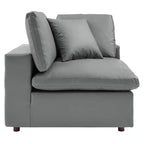 Commix Down Filled Overstuffed Vegan Leather 4 Seater Sofa Gray - Modway: Solid Wood Frame, Foam Padded