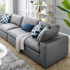 Commix Down Filled Overstuffed Vegan Leather 4 Seater Sofa Gray - Modway: Solid Wood Frame, Foam Padded