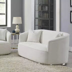 Canapé Odette 162 cm en chenille beige Acme Furniture : Causeuse classique, 2 oreillers, aucun assemblage requis