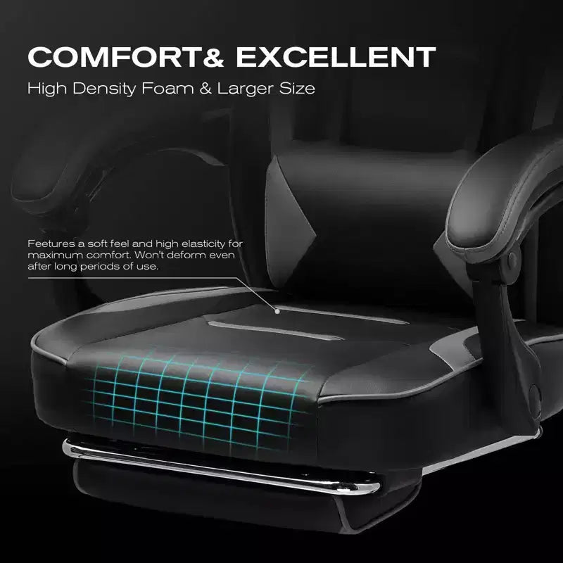 LUCKRACER Gaming Chair with Footrest High Back Computer Desk Chair Office Chair Gray