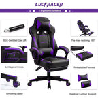 LUCKRACER Gaming Chair with Footrest High Back Computer Desk Chair Office Chair Purple