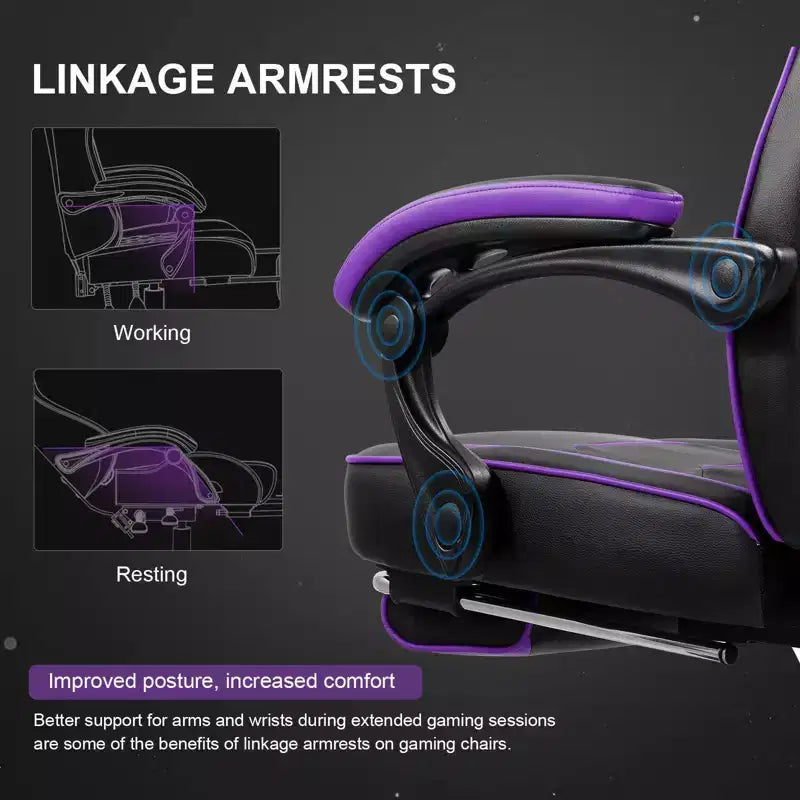 LUCKRACER Gaming Chair with Footrest High Back Computer Desk Chair Office Chair Purple