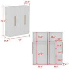 Modern Freestanding Solid Wood Wardrobe Closet With Storage Shelves
