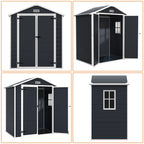 Abri de jardin en résine toutes saisons avec plancher, 1,8 m x 1,2 m/1,8 m x 2,4 m/2,4 m x 1,8 m/2,4 m x 3 m, Spire Tool Shed