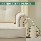 Set of 3 Chenille Sofa Set for Living Room, Button-Tufted & Nailhead Upholstery, Solid Rubberwood Legs