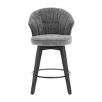 Swivel Bar Stools Set of 2, Upholstered Dining Room Chairs with Wide Backrest, Counter Height Chair with Metal Legs