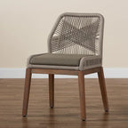 Chaise de salle à manger en acajou tressée de style transitionnel moderne – Gris
