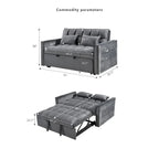 Modern Velvet Futon Loveseat with Reclining Backrest & Pockets, Seats 2 鈥?Dark Gray / Light Gray / Blue / Black