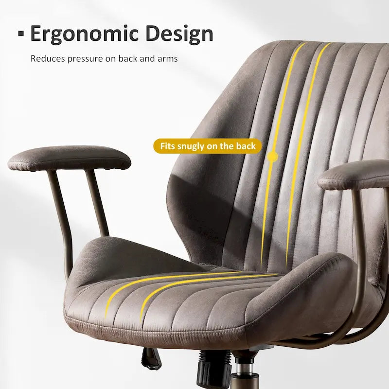 OVIOS Suede Fabric Ergonomic Office Chair Desk Chair Lumbar Support