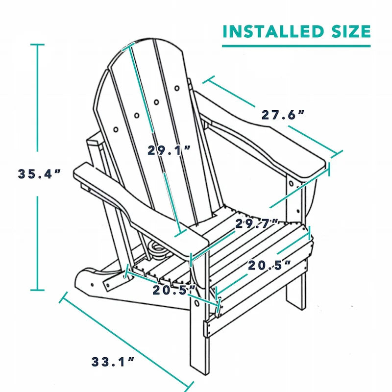 Outdoor Folding Adirondack Chair Patio Chair with Cup Holder