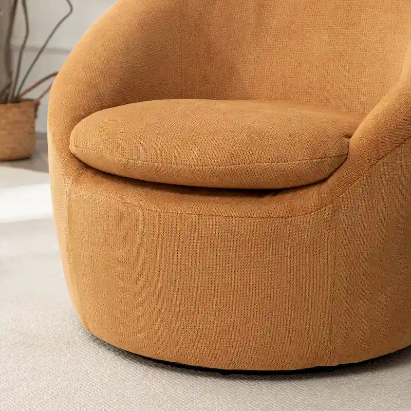 Swivel Barrel Chair - 360掳 Rotation - Boucle Fabric