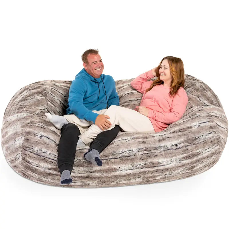 Grand Lounger 7 Foot Bean Bag Sofa For Adults - Luxe Faux Fur