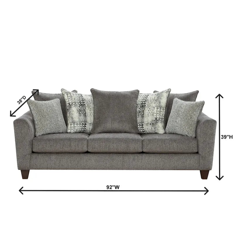 Roundhill Furniture Davoz 2-Piece Living Room Set, Sofa and Loveseat, Tori Slate
