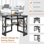 Corner Desk Small Desk with Outlets Corner Table for Small Space, Computer Desk with USB Ports Triangle Desk with Storage