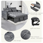 Modern Velvet Futon Loveseat with Reclining Backrest & Pockets, Seats 2 鈥?Dark Gray / Light Gray / Blue / Black
