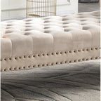 Stefania 71-inch Rolled Arm Oversized Velvet Tufted Upholstered Bench