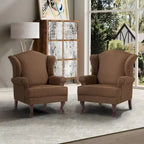2 fauteuils d'appoint à dossier haut traditionnels, revêtus de tissu