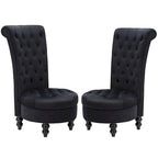 AVAWING Set of 2 Throne Royal Chair Thick Padding and Rubberwood Legs