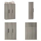 Wardrobe Armoire Wooden Closet Cabinet 6 Storage Cube and Hanging Rod