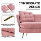 Velvet Loveseat Sofa with Golden Metal Legs for Living Room