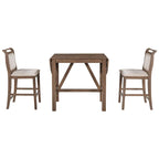 Ensemble de salle à manger 3 pièces en bois à hauteur de comptoir avec rallonge pliable