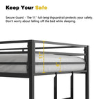 Sturdy Twin over Twin Bunk Bed Metal Black for and Adult, Low Profile Twin over twin bunk bed with Ladder and Guardrails