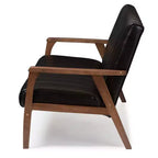 Nikko Mid-Century Modern Scandinavian Style Faux Leather Wooden 3 Seater Sofa - Baxton Studio