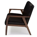 Nikko Mid-Century Modern Scandinavian Style Faux Leather Wooden 3 Seater Sofa - Baxton Studio