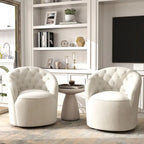 Velvet Upholstered 360 Degree Swivel Barrel Chair with Button Tufted Back