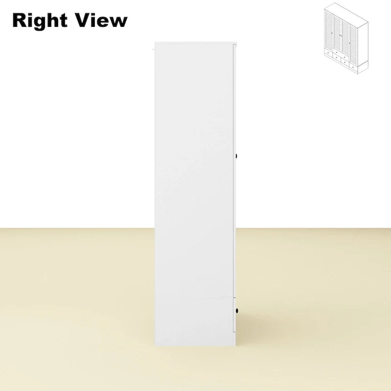 Wardrobe Armoire Closet 59W Large Freestanding Wardrobe Cabinet White