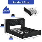Moasis Queen Size PU Bed Frame LED Upholstered Platform Bed Frame