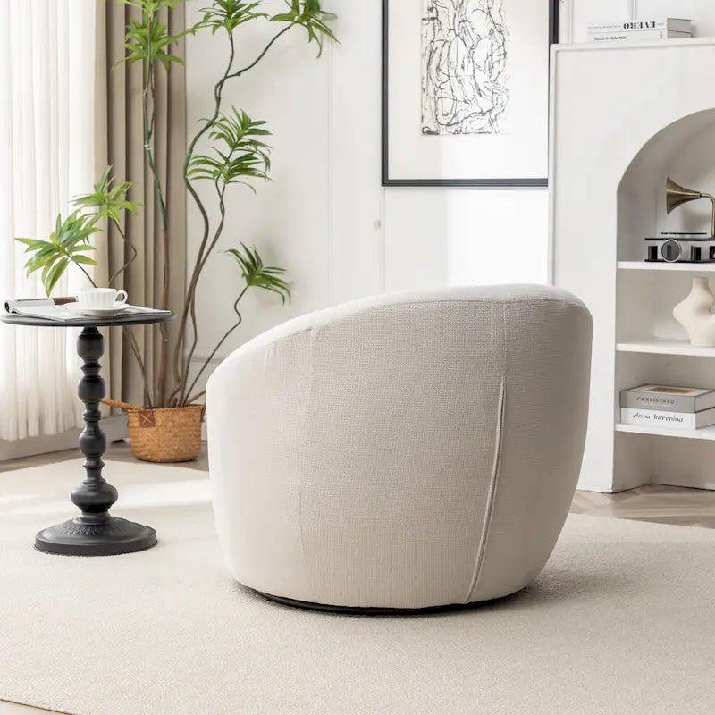 Swivel Barrel Chair - 360掳 Rotation - Boucle Fabric
