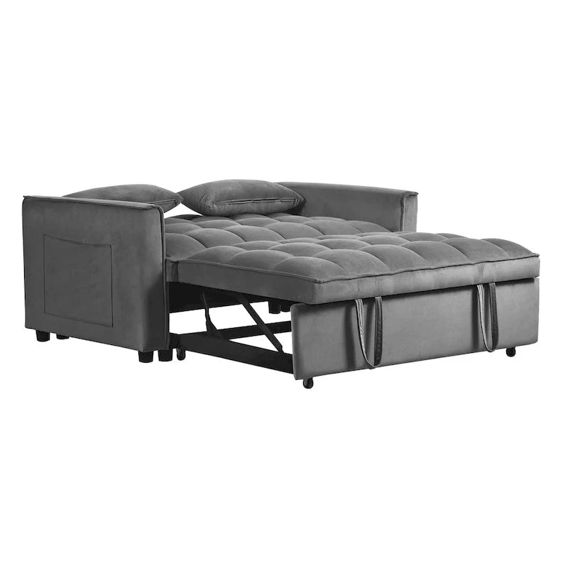 Modern Velvet Futon Loveseat with Reclining Backrest & Pockets, Seats 2 鈥?Dark Gray / Light Gray / Blue / Black
