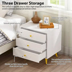 White Nightstands Bedside Table End Table Gold Metal Legs1 Pcs