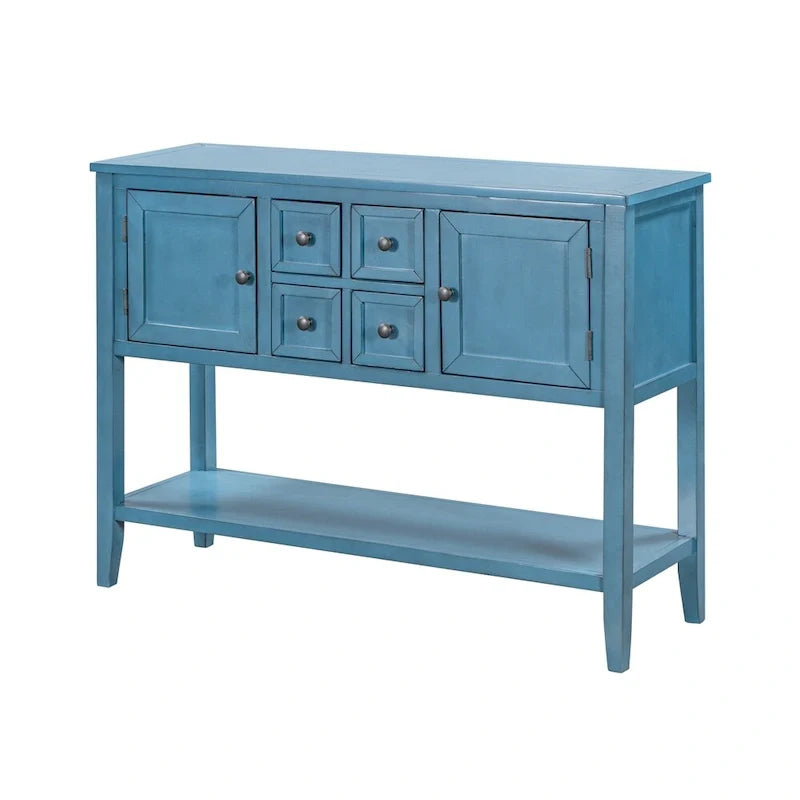 Retro Style Buffet Sideboard Wood Console Table with Bottom Shelf, Easy Assemble, for Living Room, Kitchen, Entryway