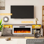 Meuble TV cheminée Bossin 70 avec cheminée électrique 36, meuble TV pour téléviseurs jusqu'à 80 pouces, lumières LED 16 couleurs/centre de divertissement
