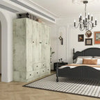 Wardrobe Armoire Closet 59W Large Freestanding Wardrobe Cabinet White