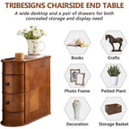 Solid Wood Chairside End Table, Two-Drawer Narrow Side Table Slim