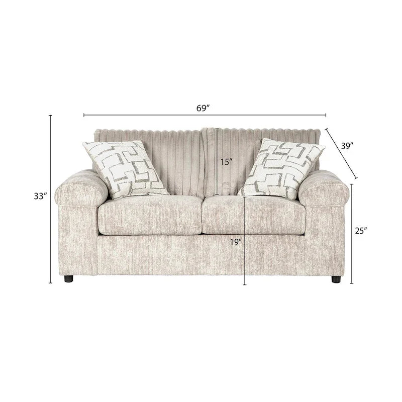 Roundhill Furniture Nason Wide Wale Corduroy Sofa, Loveseat, and Cuddle Chair Set