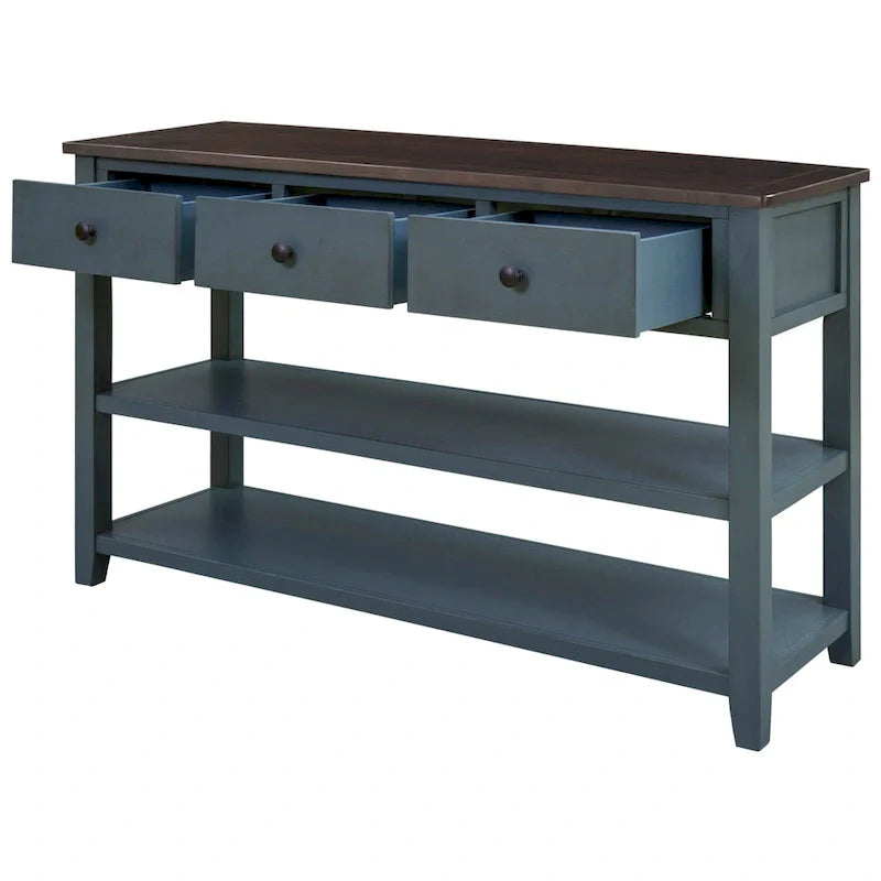 Retro Design Console Table with Two Open Shelves