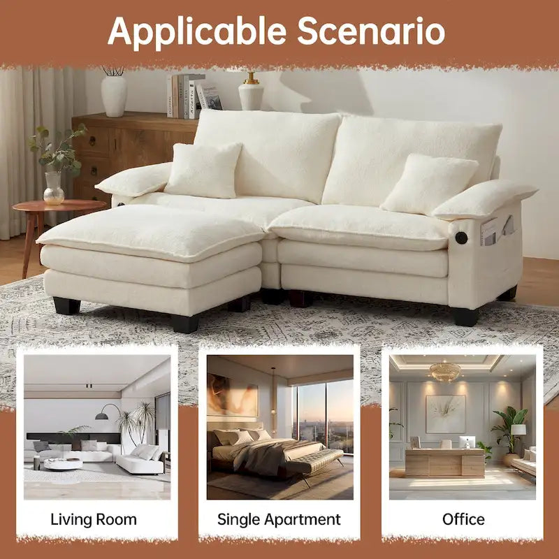 Modular Sectional Sofa, Comfy Cloud Couch Sectional Sofa with Ottoman, Deep Seat Sofa Sleeper for Living Room