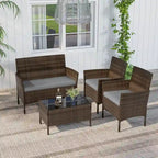 Costway 4 PCS Patio Furniture Set with Washable Cushions and Tempered - See Details