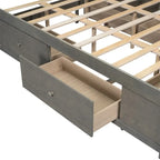 King Size Platform Bed with Storage Headboard and 8 Drawers