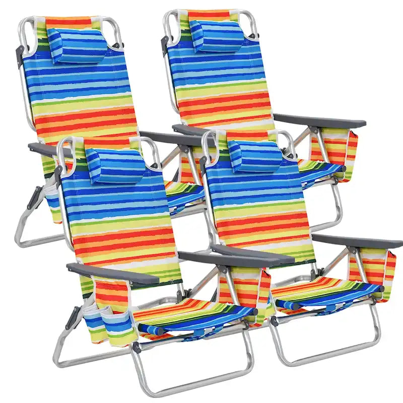 Lot de 4 chaises de plage pliantes de randonnée Costway, 5 positions d'extérieur - Voir détails