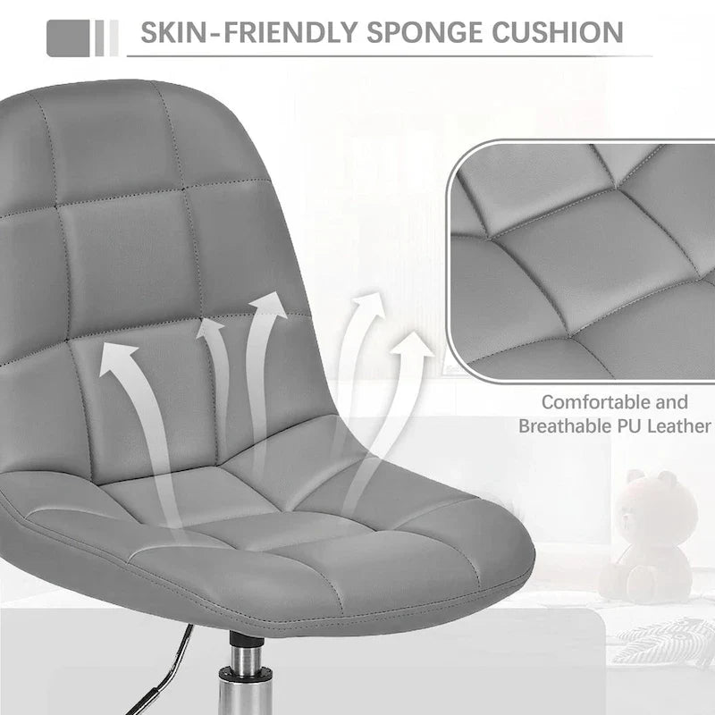 Javlergo Armless Home Office Chair, Height Adjustable Computer Desk Chair with Wheels