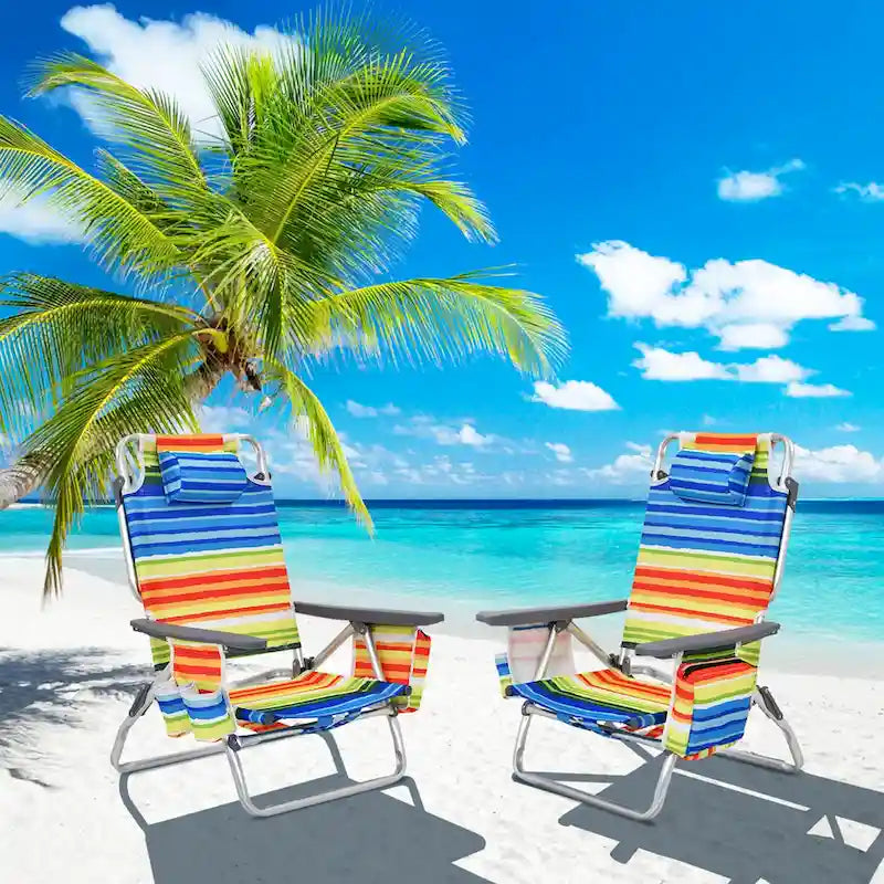 Lot de 4 chaises de plage pliantes de randonnée Costway, 5 positions d'extérieur - Voir détails