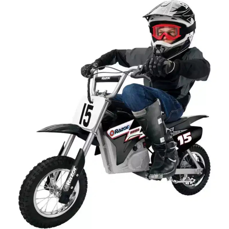 Razor MX400 Rocket de Saleté pour Enfants et Adolescents 24V Moto de Motocross Électrique à Couple Élevé, Jouet, Vitesse jusqu'à 22,5 km/h, Noir et Vert, Lot de 2