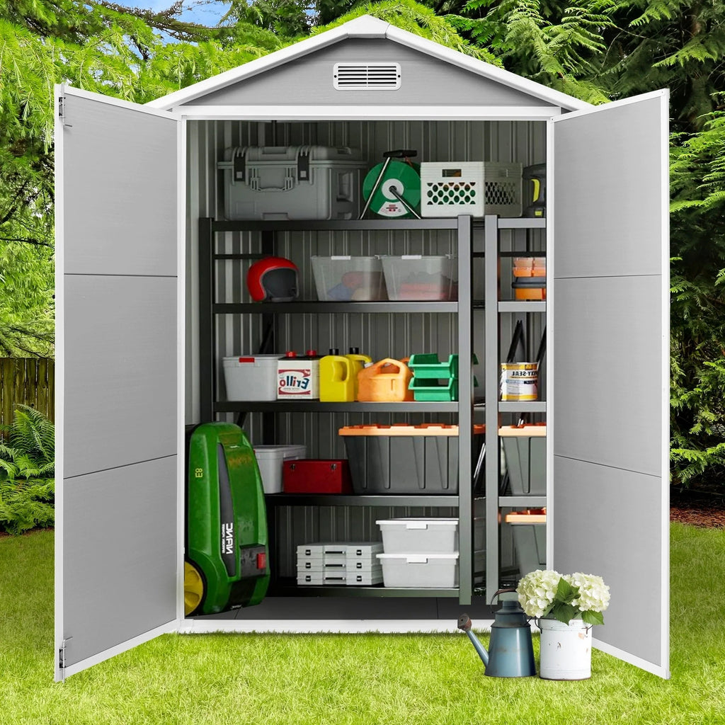 Abri de jardin en résine toutes saisons avec plancher, 1,8 m x 1,2 m/1,8 m x 2,4 m/2,4 m x 1,8 m/2,4 m x 3 m, Spire Tool Shed